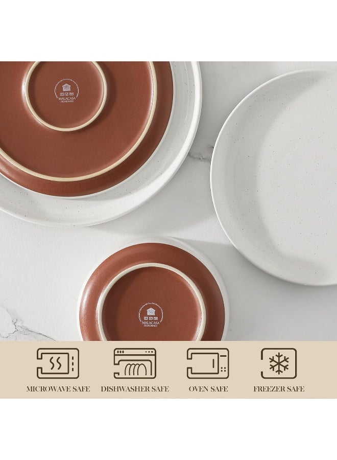 MALACASA Plates and Bowls Sets 18 Pieces Modern Ceramic Dinnerware Set for 6 Kitchen Dinner Set Stoneware Dishware Dishes Set Microwave and Dishwasher Safe White Series TARA - Image 4