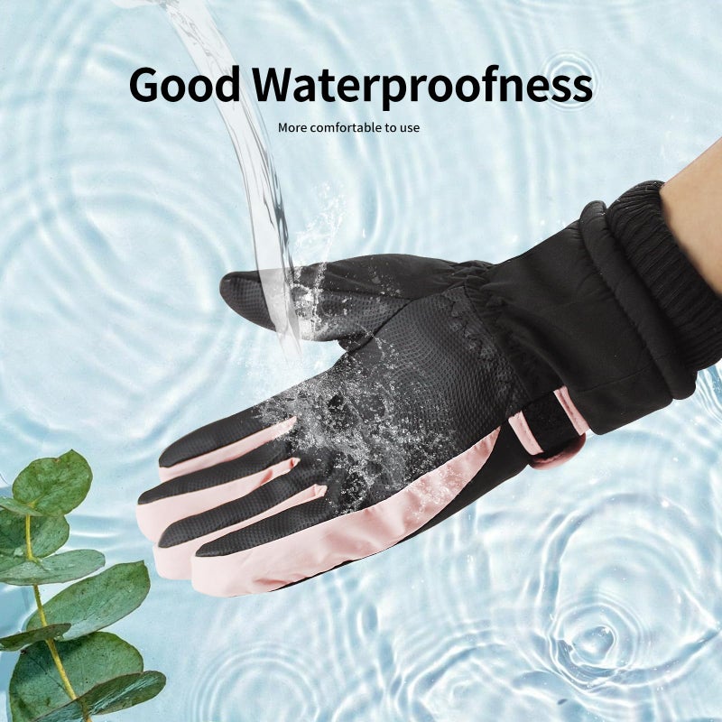 Feelorna Women Winter Ski Gloves, Waterproof Touchscreen Anti-Slip Snowboard Gloves for Skiing Sports (Black Pink) - Image 5