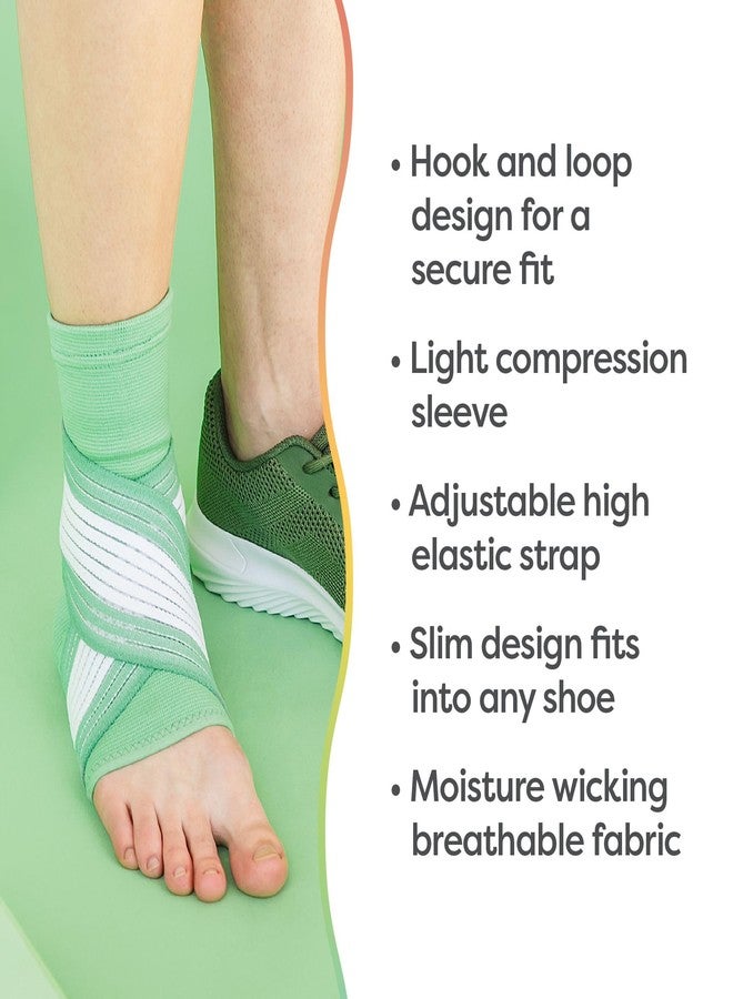 ZenToes Ankle Support Brace for Women and Men, Easy to Use Compression Sleeve with Adjustable Stabilizer Wrap, Wear with Shoes and Socks, Helps Prevent Sprained Ankle Injury - 1 Count (Green, Wide - Image 2