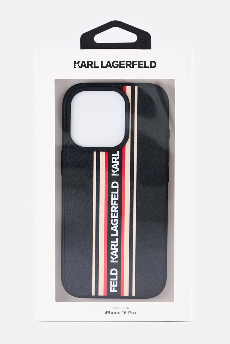 Karl Lagerfeld حافظة حماية بشعار علامة آيفون 16 برو، سوداء - Image 2