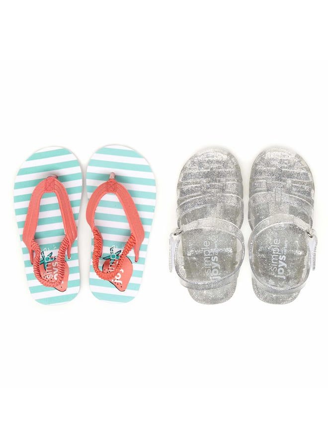 Simple Joys by Carter's Girls' Kimmie Nora Jelly Sandal Set, Turquoise Blue/Silver, 9 Toddler (1-4 Years) - Image 1