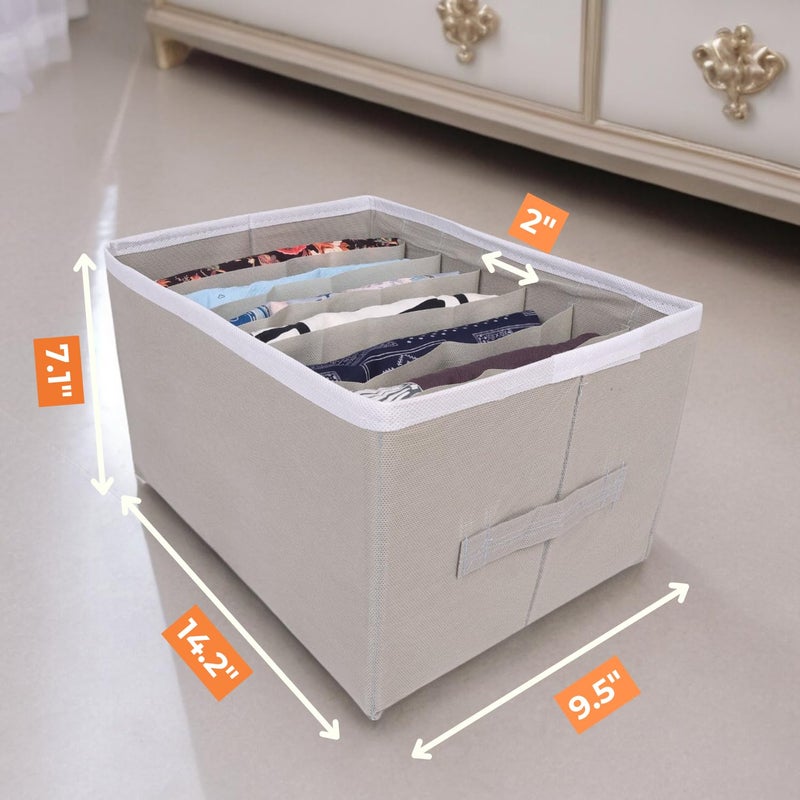Novanest Cloth Storage Box for Wardrobe 79 Grid Wardrobe Organizer for Storage Clothes Foldable Fabric Dress Organizer Boxes with Handles Stackable Organizer for Jeans Pants Towels Grey Set of 2 - Image 5