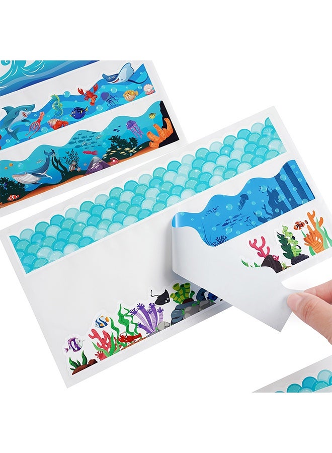 8PCS Borders for Bulletin Board Decoration, Ocean Theme Scalloped Trim Classroom Bulletin Board Borders for School Office Whiteboard Wall Poster Chalkboard Decor - Image 3