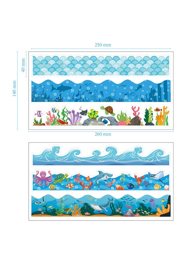 8PCS Borders for Bulletin Board Decoration, Ocean Theme Scalloped Trim Classroom Bulletin Board Borders for School Office Whiteboard Wall Poster Chalkboard Decor - Image 2