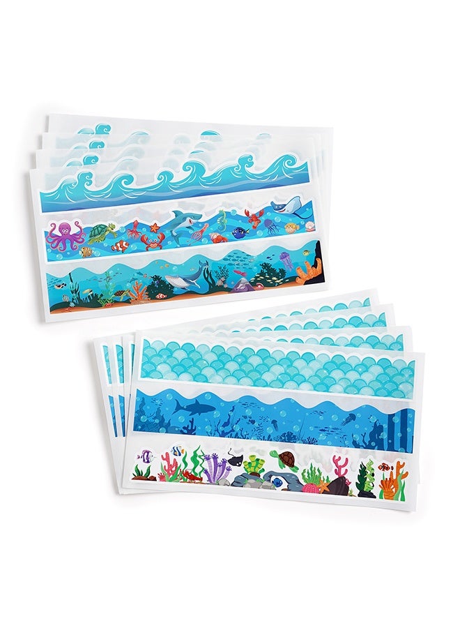 8PCS Borders for Bulletin Board Decoration, Ocean Theme Scalloped Trim Classroom Bulletin Board Borders for School Office Whiteboard Wall Poster Chalkboard Decor - Image 1