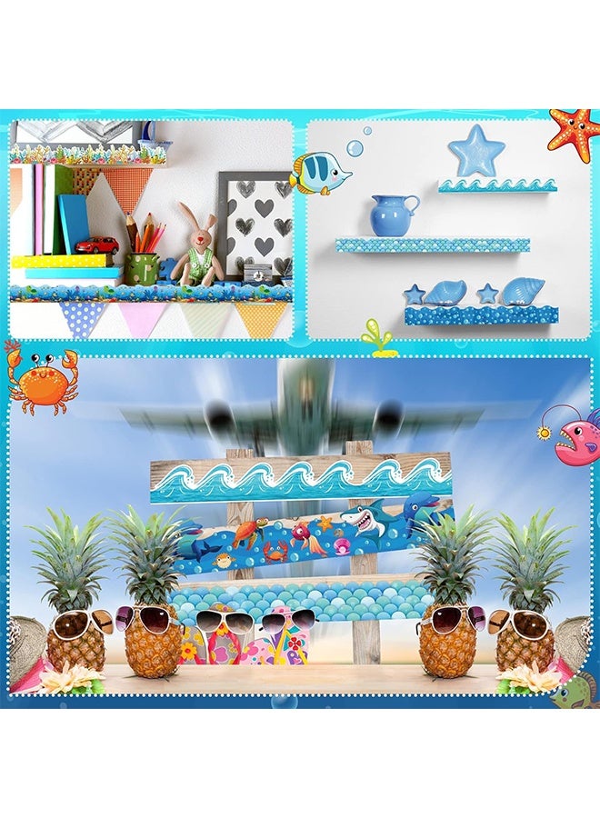 8PCS Borders for Bulletin Board Decoration, Ocean Theme Scalloped Trim Classroom Bulletin Board Borders for School Office Whiteboard Wall Poster Chalkboard Decor - Image 4
