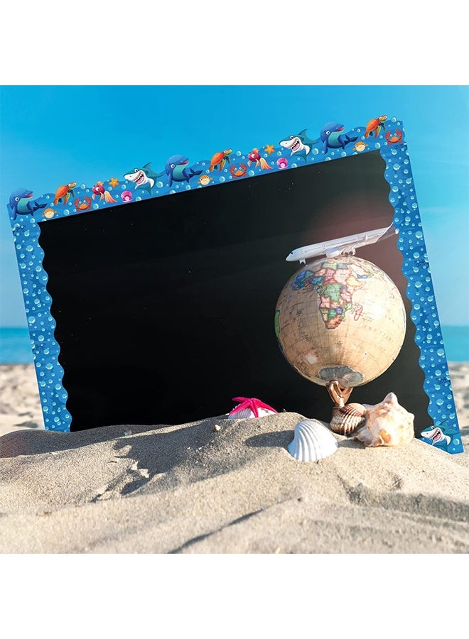 8PCS Borders for Bulletin Board Decoration, Ocean Theme Scalloped Trim Classroom Bulletin Board Borders for School Office Whiteboard Wall Poster Chalkboard Decor - Image 5