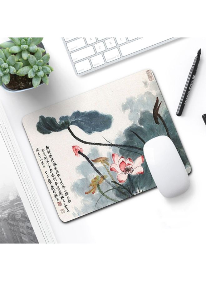 BURAQ 6 PCS Non-Slip Mouse Pad Thick Rubber Mouse Pad, Size: 21 X 26cm(Ink Lotus)  - Image 1