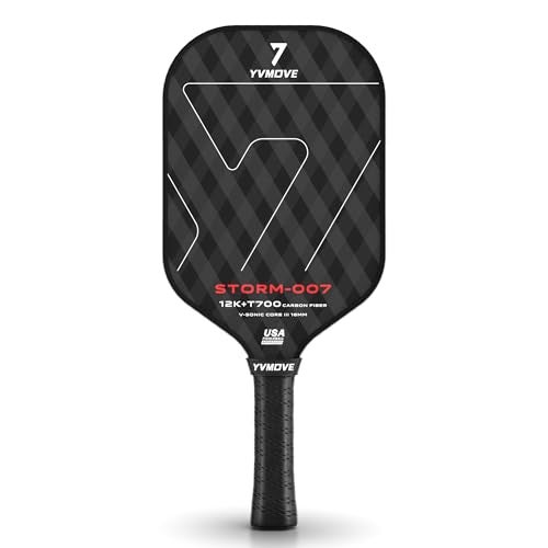 YVmove Pickleball Paddle with T700 Raw Carbon Fiber Surface 16mm STRCore Power Polymer Core Premium Pickle Ball Racket Designed for Ultimate Spin Consistency USAPA Approved - Image 1