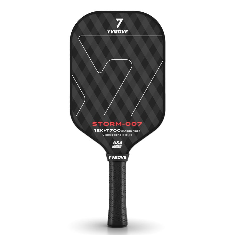 YVmove Pickleball Paddle with T700 Raw Carbon Fiber Surface 16mm STRCore Power Polymer Core Premium Pickle Ball Racket Designed for Ultimate Spin Consistency USAPA Approved - Image 2