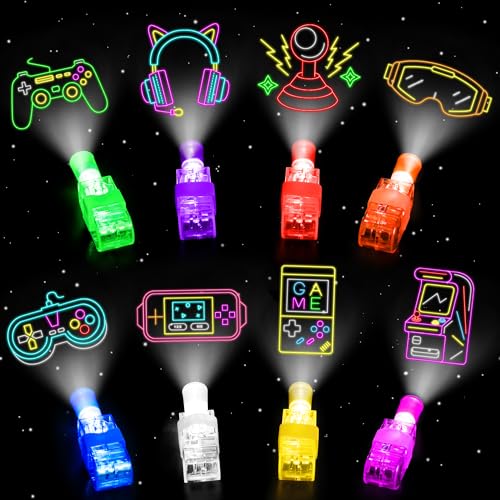 Bamamon 32 Pcs Video Game Party Favors Finger Lights Gamer Birthday Decorations Neon Glow in the Dark Light Up Party Supplies Gaming Toys Fun Gifts Bulk for Kids Goodie Bags Stuffers Classroom Prizes - Image 1