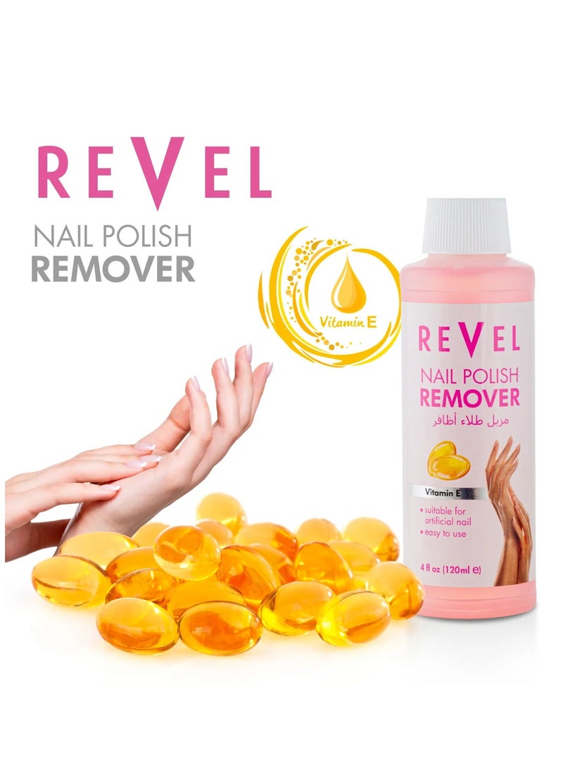 Revel مزيل طلاء الأظافر بفيتامين إي من ريفيل بيوتي كير، 120 مل، وردي، سهل الاستخدام، مزيل طلاء الأظافر بالأصابع - Image 2