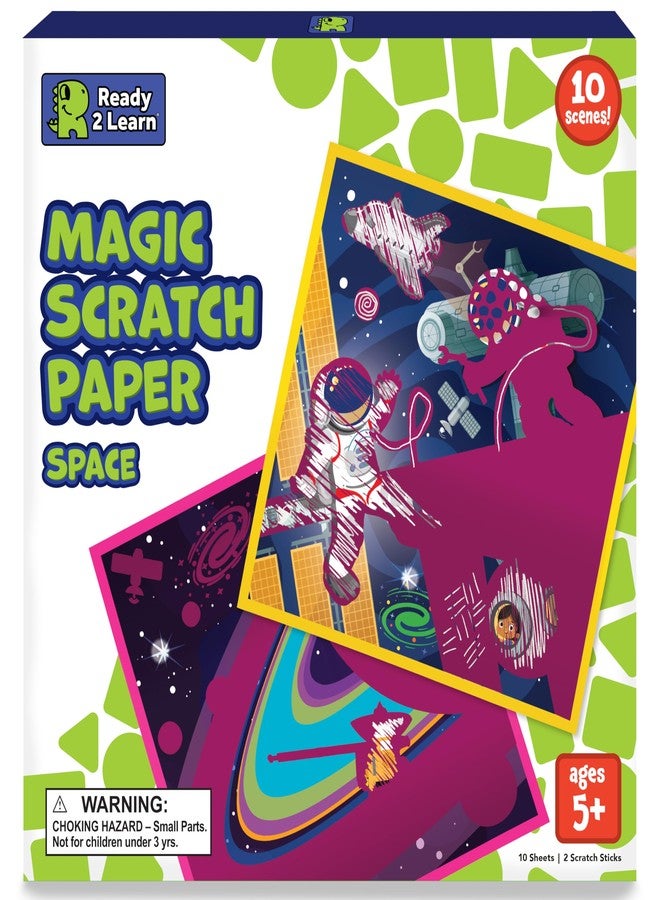 Ready 2 Learn Magic Scratch Paper - Space - 10 Vibrant Scenes - Scratch Art for Kids - Reveal Colorful, Outer Space Designs - Image 1