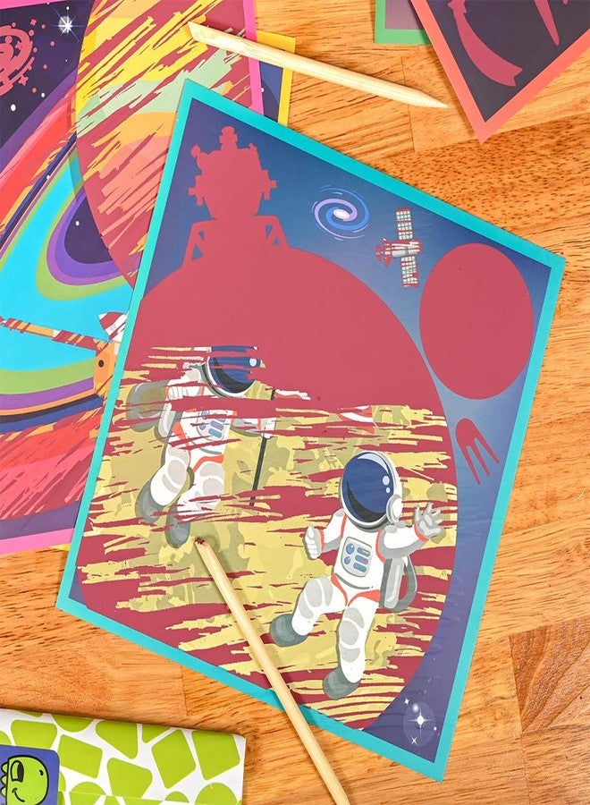 Ready 2 Learn Magic Scratch Paper - Space - 10 Vibrant Scenes - Scratch Art for Kids - Reveal Colorful, Outer Space Designs - Image 4