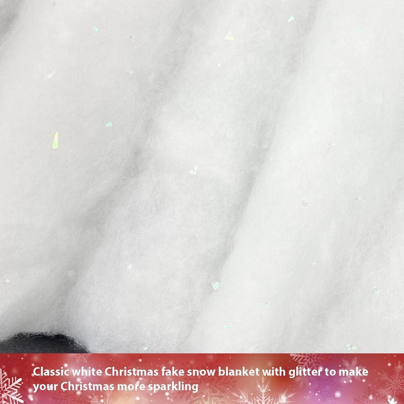 Apragaz Apragaz Christmas Glitter Snow Blanket Fake Snow Blanket Roll Indoor Decoration Artificial Snow Blankets Set for Winter Wonderland Christmas Village Wall Tree Xmas Backdrop Party Decor 08 24M - Image 3