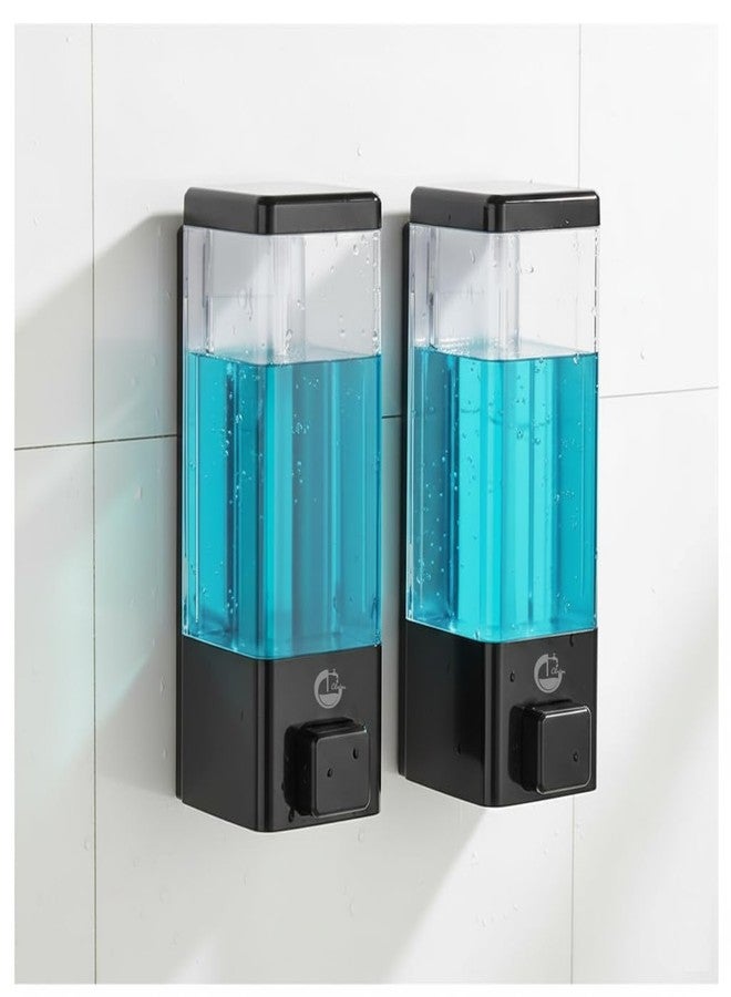 Clinton 350 Ml ABS Wall Mounted Liquid Soap Dispenser Shampoo Sanitizer Gel Dispenser for Bathroom- Set of 2 (Black) - Image 1
