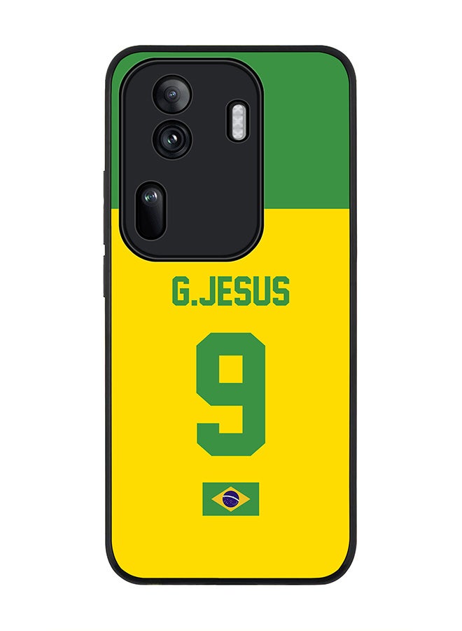 Stylizedd Rugged Black Edge Case for Oppo Reno11 Pro, Slim fit Case Thin Cover -  Football Team - Brazil, Player Name - G.Jesus - Image 1
