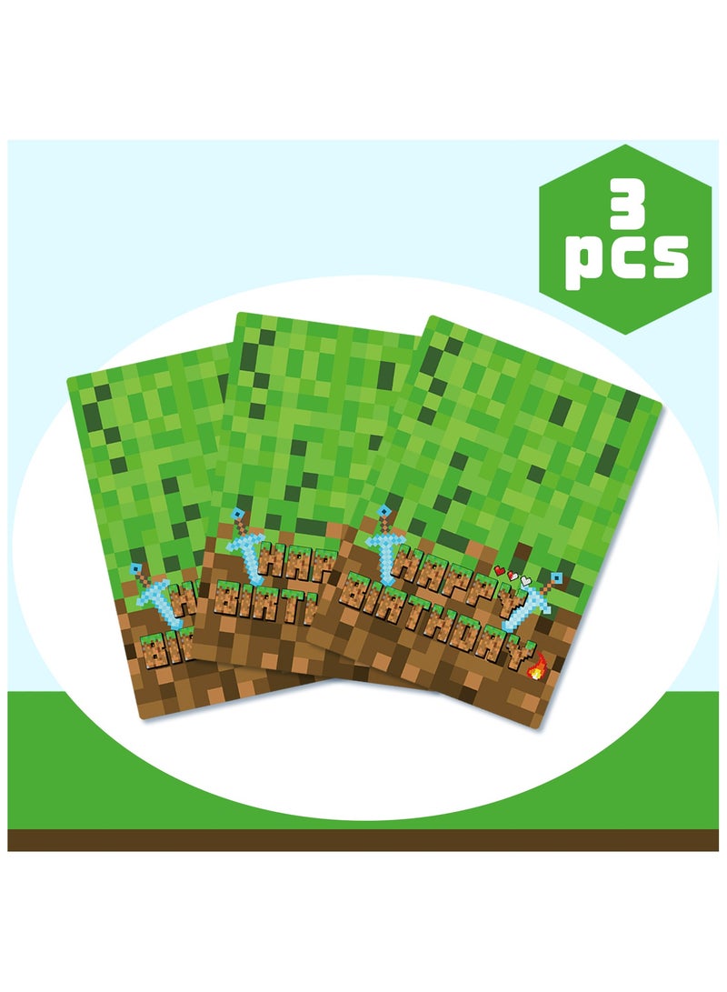 Geme Party Tablecover, 3pcs Pixel Gaming Theme Party Tablecover Set- Game Birthday Tablecloth, Game Table Decorations Tablecloth, Prefect for Game Birthday Decorations Supplies(Size: 270cm×137cm/106× 53.5) - Image 2