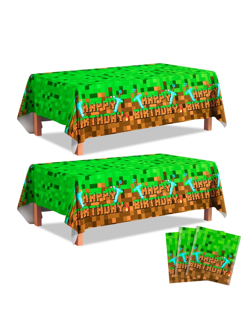 Geme Party Tablecover, 3pcs Pixel Gaming Theme Party Tablecover Set- Game Birthday Tablecloth, Game Table Decorations Tablecloth, Prefect for Game Birthday Decorations Supplies(Size: 270cm×137cm/106× 53.5) - Image 1