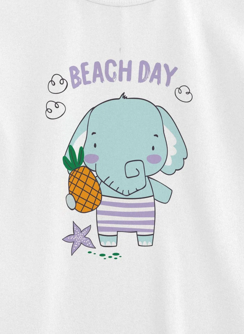 نوتيناتي Nautinati Girls' Cotton Graphic Printed T-shirt and Solid Biker Shorts