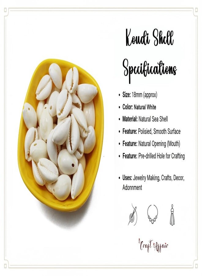 Artify | Natural White Sea Shell/Kowri/Kodi (Pack of 50, 20mm) for Craft, Jewllery, Bracelet, Rakhi, Laxmi and Diwali Pooja, Embroidery Work - Image 2