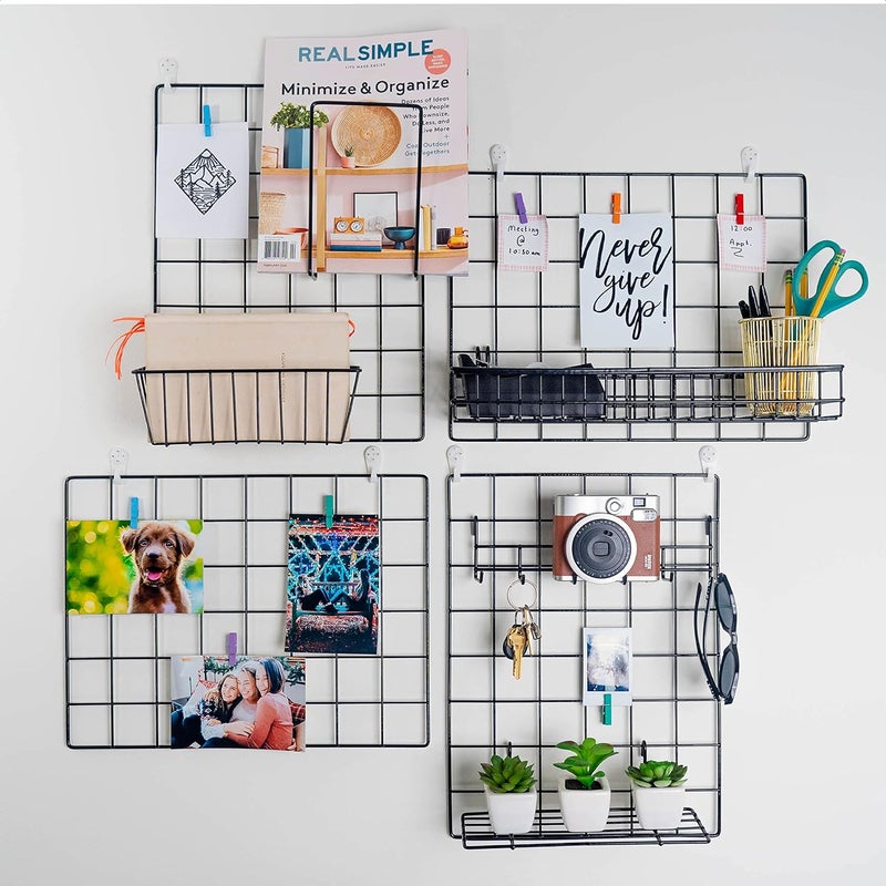ODOXIA Space saving 1 Pack Wire Wall Grid Panel | Hanging Home, Office & Kitchen Décor | Mesh Storage Organizer & Picture Frame | Wire Notice Board | Memo & Photo Board | Wall Display | Metal & Black Nationwide courier network - Image 5