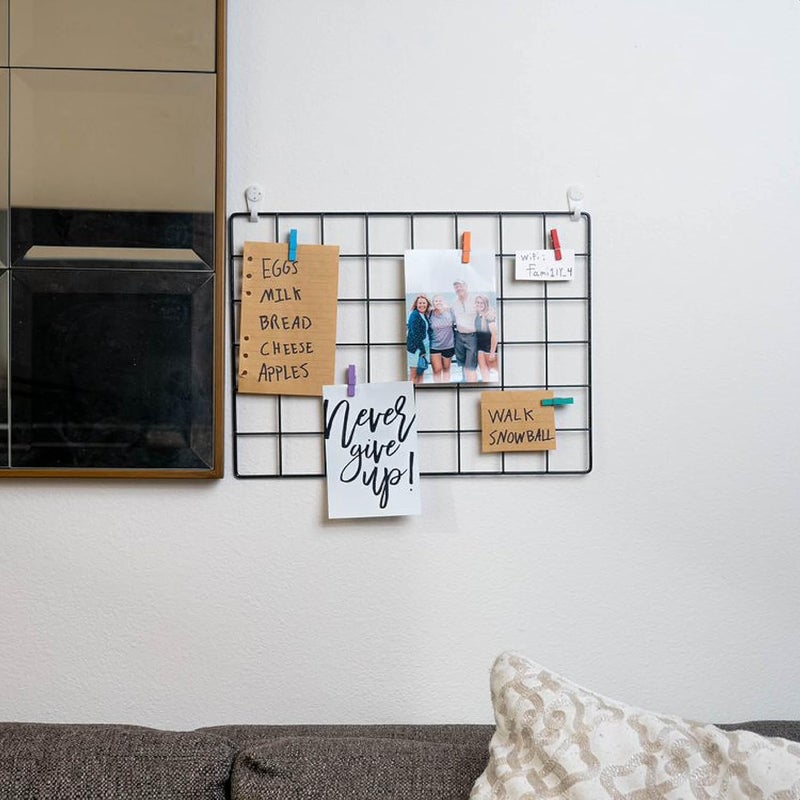 ODOXIA Space saving 1 Pack Wire Wall Grid Panel | Hanging Home, Office & Kitchen Décor | Mesh Storage Organizer & Picture Frame | Wire Notice Board | Memo & Photo Board | Wall Display | Metal & Black Nationwide courier network - Image 2