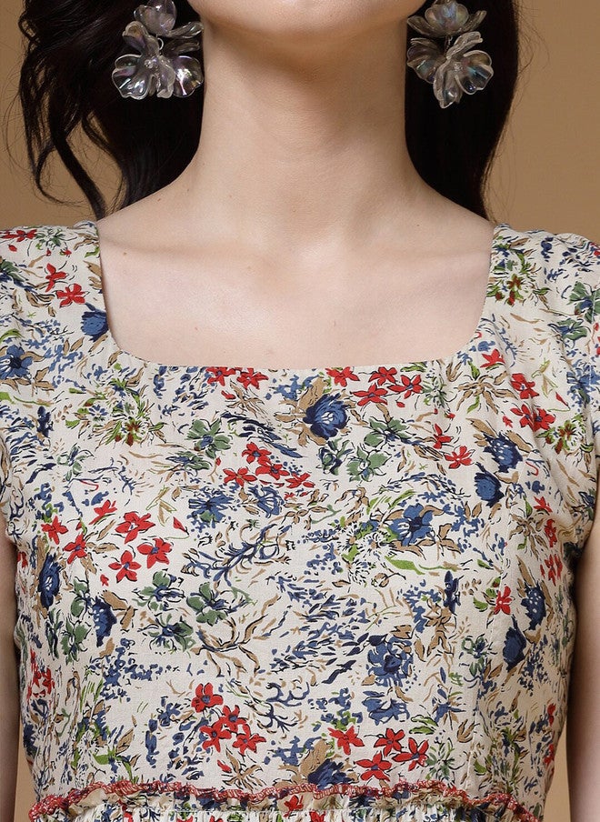 Indibelle Floral Printed Maxi Dress with Flutter Sleeves - Image 2