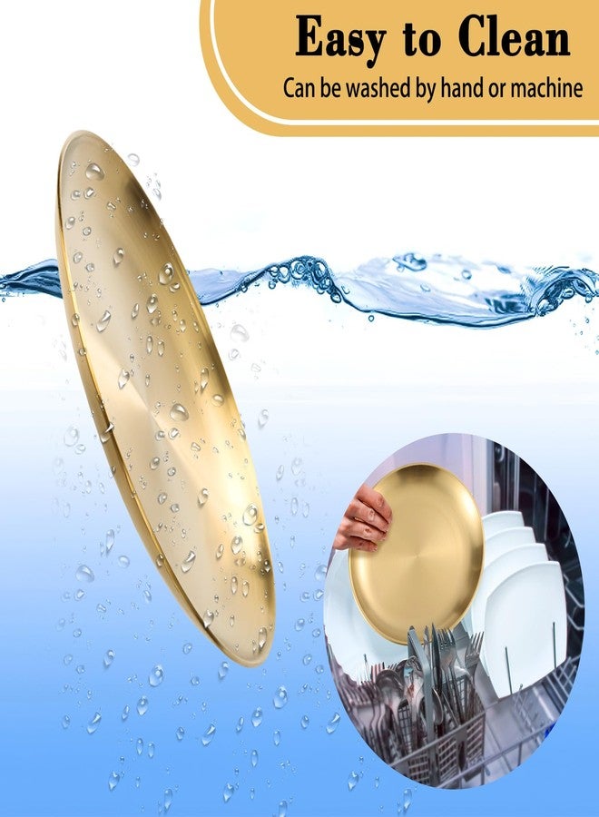 WATUNID 4 Pcs Stainless Steel Dinner Plates, 8Inch Round Dinner Dishes for Kids Toddlers Children, Metal Camping Plates, Gold Serving Plate for Main Dishes, Grilled Meat, BBQ, Dessert, Salad, Fruit - Image 4