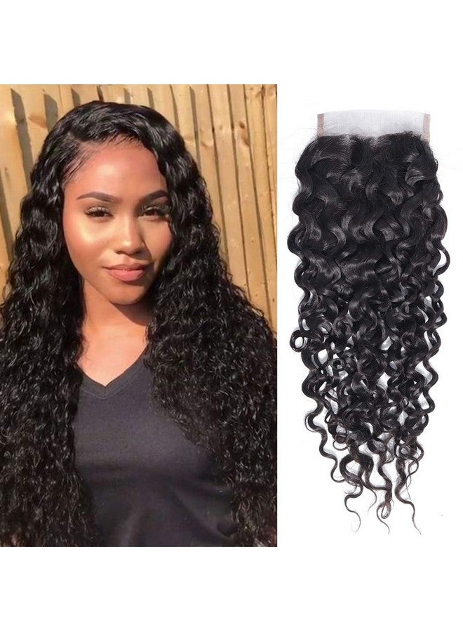 Odir 12 Inch Water Wave 4X4 Lace Closure 150% Density 9A Unprocessed Wet And Wavy Virgin Remy Human Hair Lace Front Closure No Bleached Knots Closure Natural Color - Image 2