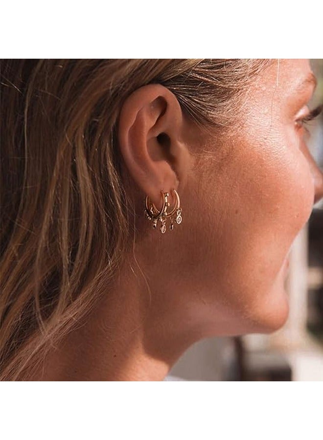 Mevecco Women Huggie Hoop Earrings Gold Ear Stud Cuff 14K Gold Filled Small Boho Beach Simple Delicate Handmade Hypoallergenic Jewelry Gift - Image 2