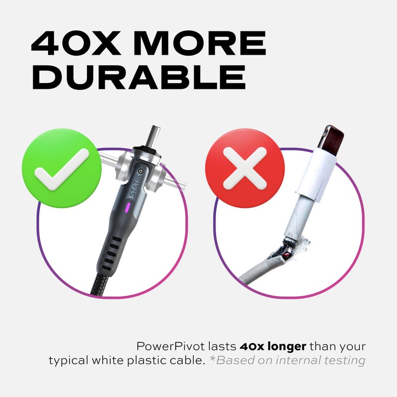 Statik PowerPivot 90 Degree Cable 12W USB to USB C Cable, Right Angle Cable with 360 Rotating Swivel Head, Data Transfer Charger Cord Type C Cable, USB A to USB C 3ft/1m - Image 4