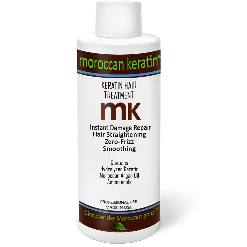 MOROCCAN KERATIN علاج الشعر بالكيراتين المغربي والبرازيلي لتنعيم الشعر وتصفيفه منتج احترافي طبيعي عضوي نتائج تبدو طبيعية في المنزل أو الصالون (4 أونصات كيراتين) - Image 1