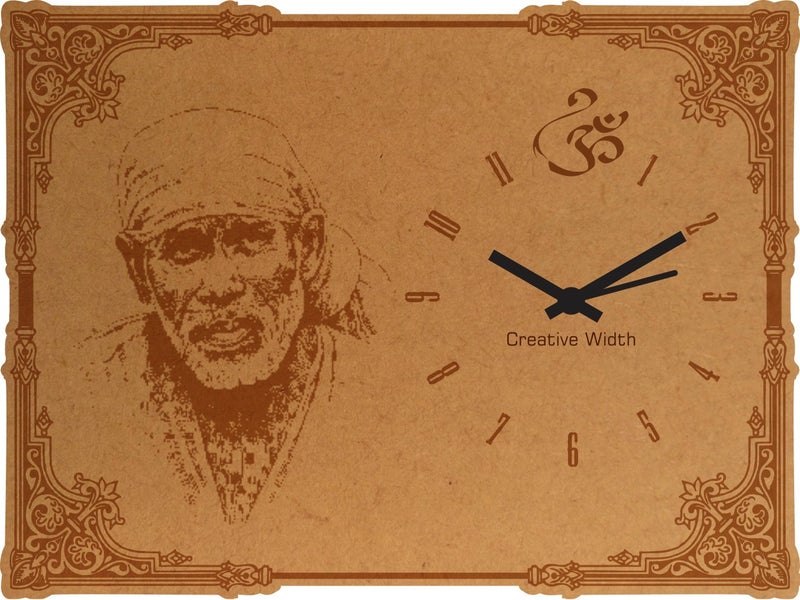 Creative Width Decor Sai Baba Engraved Frame Clock 8x6 inch - Image 1