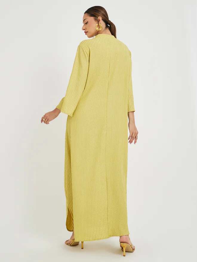 Styli Styli Textured Jalabiya with Tassel Detail