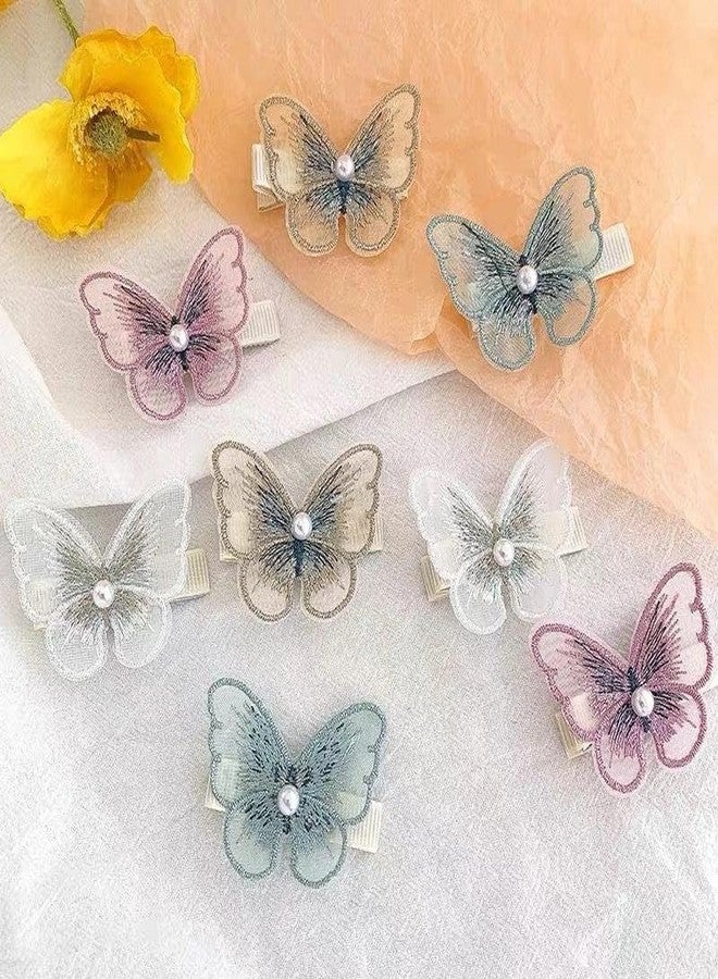 Shivashay 3D Looks Colorful Fabric Butterfly Hair Clips | Glitter Moving Butterfly Hair Accessories | Strong Hold Hair Pins Clamps & Barrettes for Women & Girls (Multicolor, Pack of 8) - Image 1