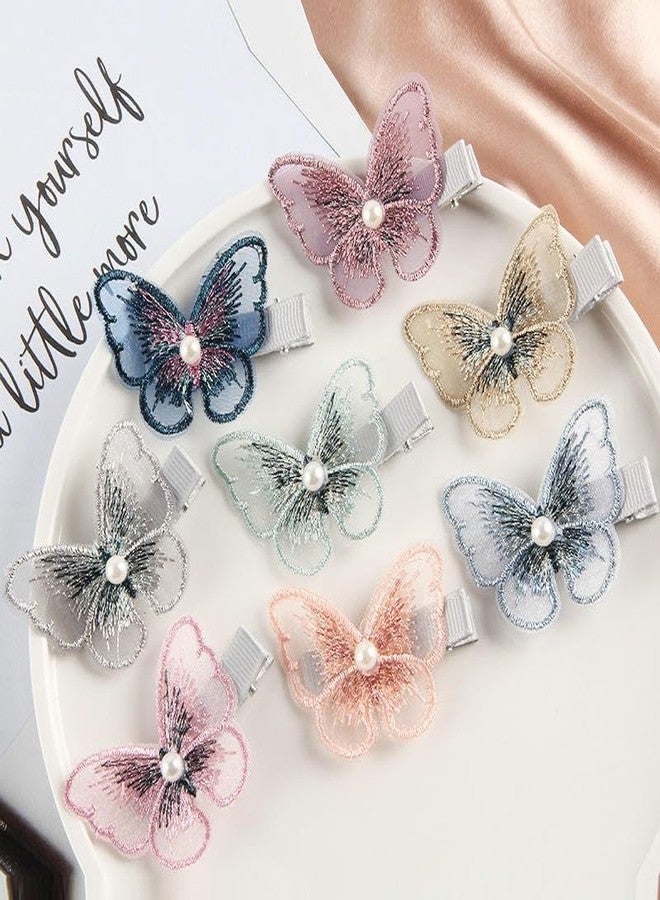 Shivashay 3D Looks Colorful Fabric Butterfly Hair Clips | Glitter Moving Butterfly Hair Accessories | Strong Hold Hair Pins Clamps & Barrettes for Women & Girls (Multicolor, Pack of 8) - Image 2