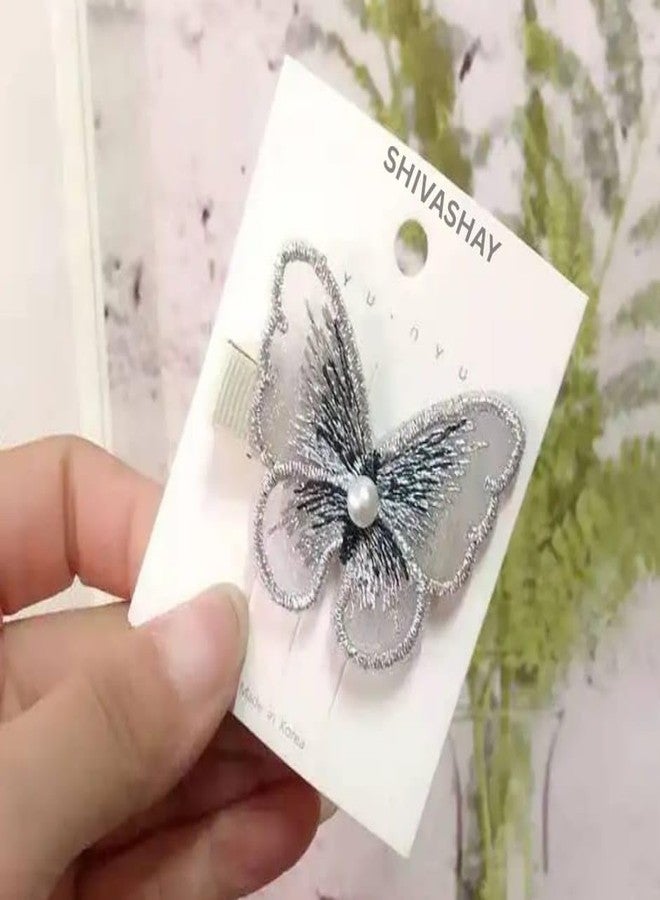 Shivashay 3D Looks Colorful Fabric Butterfly Hair Clips | Glitter Moving Butterfly Hair Accessories | Strong Hold Hair Pins Clamps & Barrettes for Women & Girls (Multicolor, Pack of 8) - Image 3