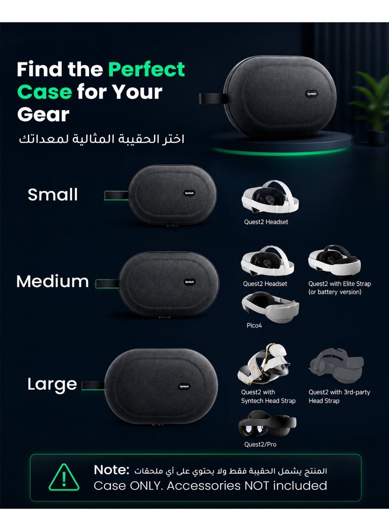 Syntech Hard Carrying Case Compatible with Meta Quest 3S/Quest 3/Oculus Quest 2/VP/Pico4, Accessories VR Headset with Elite Strap, Touch Controllers for Travel Storage, The Medium Size, Black (Do Not Fit 3rd-party Headstrap), - Image 3