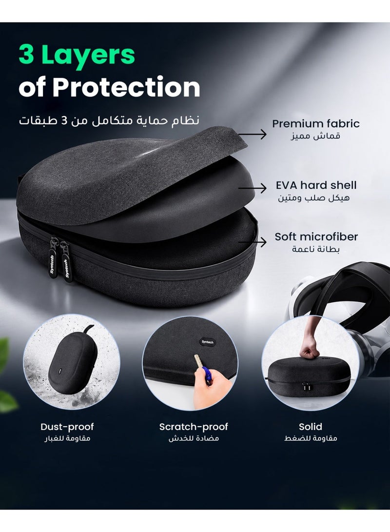 Syntech Hard Carrying Case Compatible with Meta Quest 3S/Quest 3/Oculus Quest 2/VP/Pico4, Accessories VR Headset with Elite Strap, Touch Controllers for Travel Storage, The Medium Size, Black (Do Not Fit 3rd-party Headstrap), - Image 2