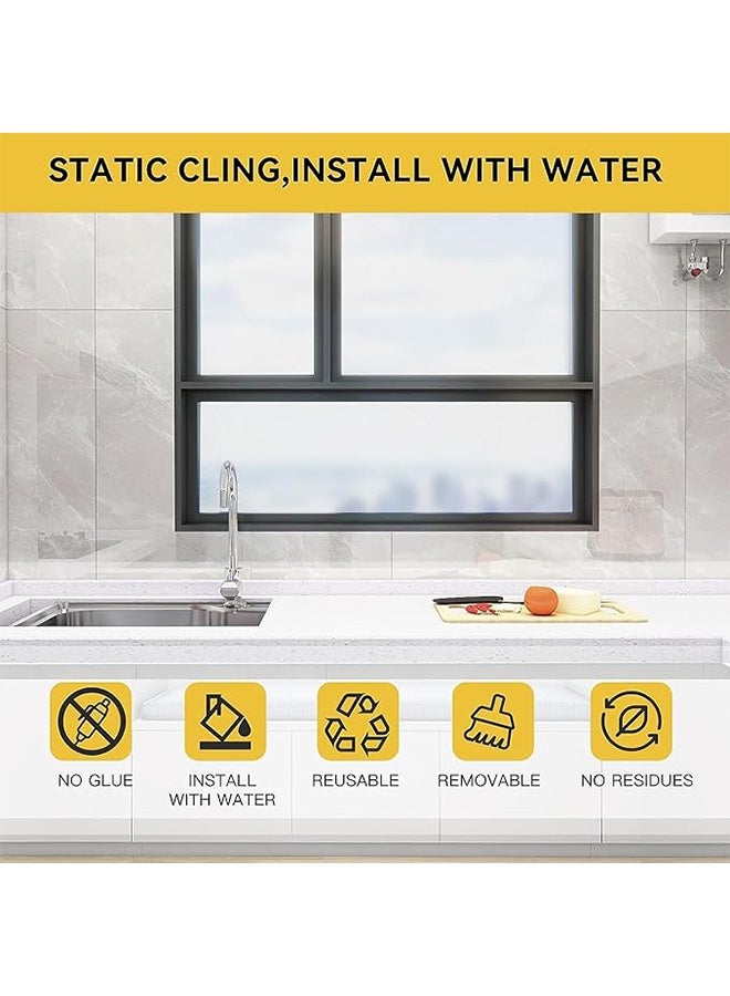 الخصوصية فيلم نافذة الزجاج 30 × 200 سم ، ملصقات نافذة غير شفافة ذات لاصقة ، ملصقات زجاجية ثابتة قابلة لإعادة الاستخدام للمكتب المنزلي الحمام - Image 3