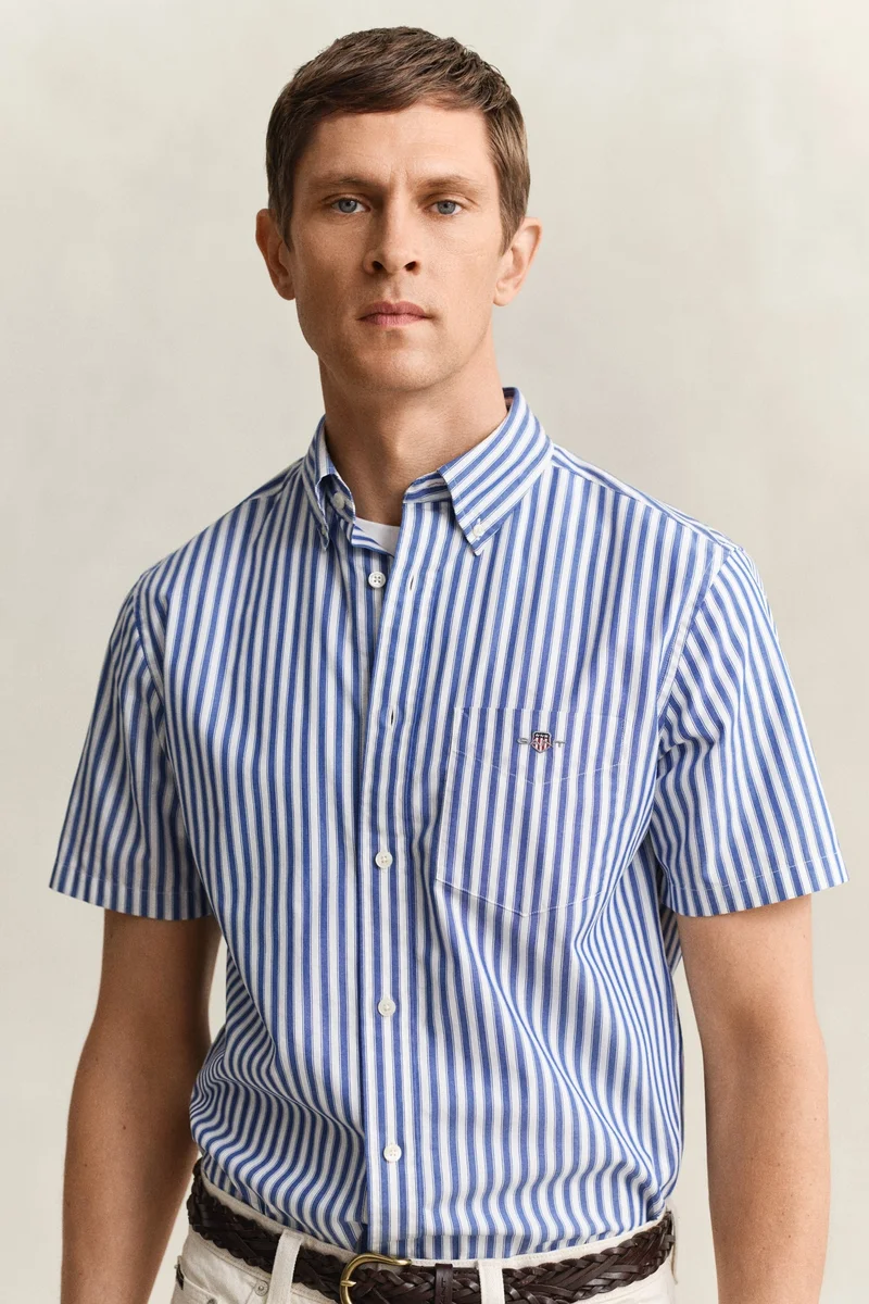 GANT  Regular Classic Poplin Stripe Short SleeveShirt for Men | Best Price UAE