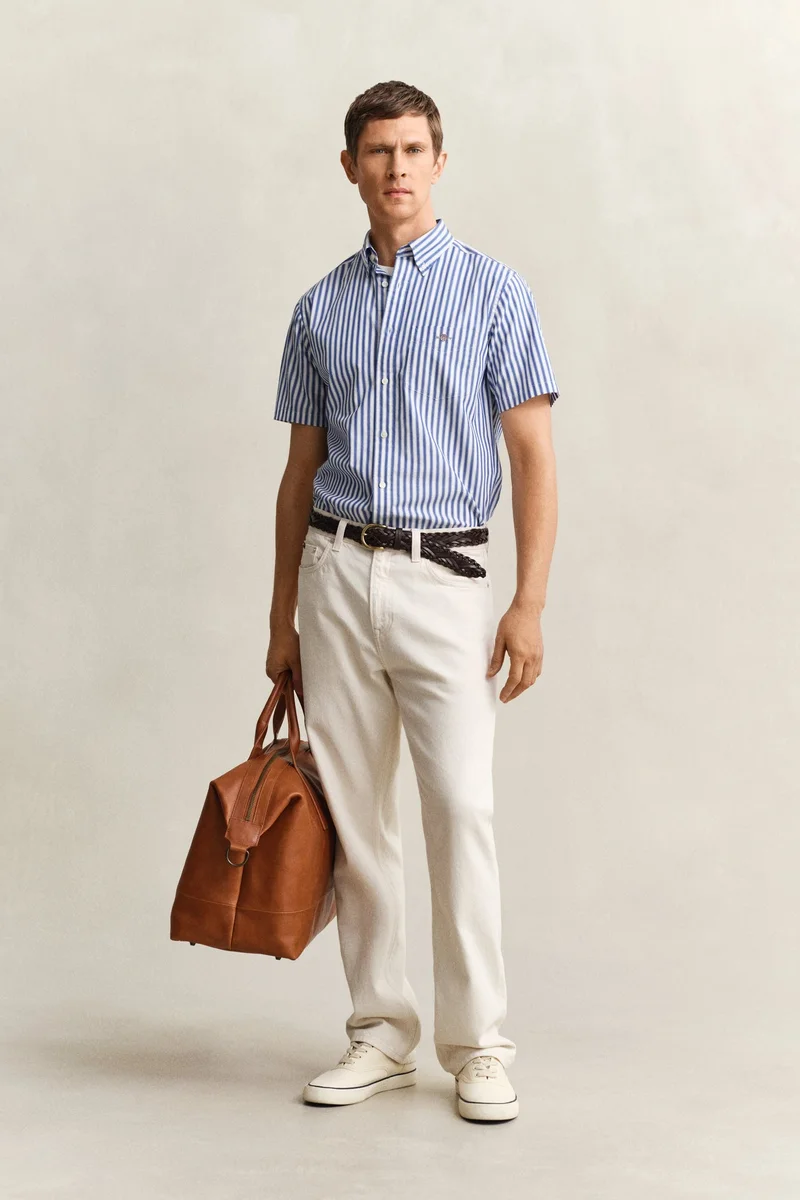 GANT  Regular Classic Poplin Stripe Short SleeveShirt for Men | Best Price UAE
