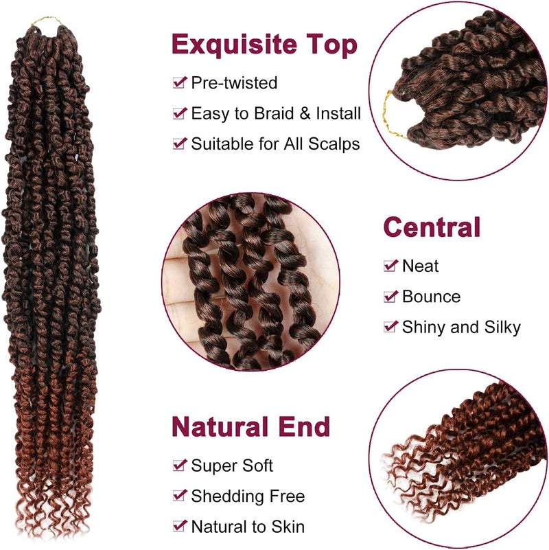 NAYOO Passion Twist Hair - 8 Packs 20 Inch Passion Twist Crochet Hair For Women, Crochet Pretwisted Curly Hair Passion Twists Synthetic Braiding Hair Extensions (20 Inch 8 Packs, T350) - Image 3