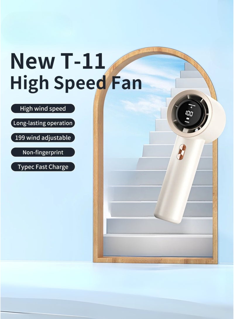 MIKUSO Portable Handheld Mini Fan, Turbo Fan with 3600mAh Battery, 50000RPM Speed, USB C Rechargeable, 1-200 Speed Settings, Digital Display, Ideal for Travel, Camping, Outdoor Use for Women & Men  - Image 2