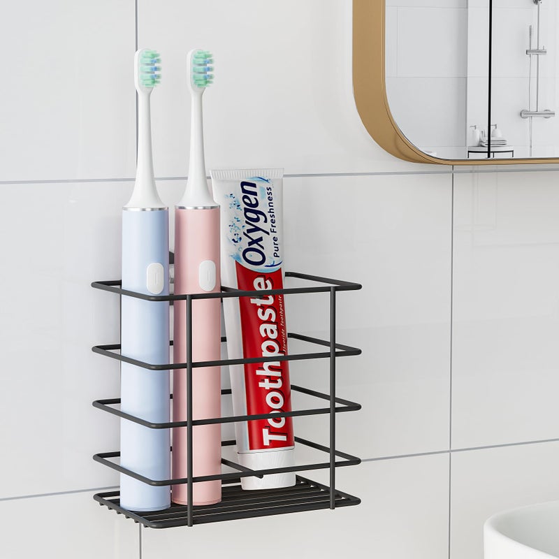 Oasiteege Shower Toothbrush Holder Wall Mounted, Adhesive Toothpaste Organizer for Bathroom Wall, Hanging Tooth Brush Holder Caddy with Drainage, Black RV Camper Bathroom Organizers and Storage - Image 5