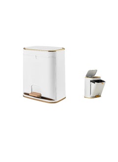 CityRiya-Long Trash Can with Lid, Plastic Garbage can with Press top Lid, Gold Step Pedal Trash can, Narrow Trash bin for Kitchen, Bathroom, Bedroom, Living Room, Office Trash Can（12L）  - Image 1