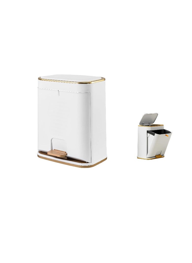 CityRiya-Long Trash Can with Lid, Plastic Garbage can with Press top Lid, Gold Step Pedal Trash can, Narrow Trash bin for Kitchen, Bathroom, Bedroom, Living Room, Office Trash Can（12L）  - Image 1