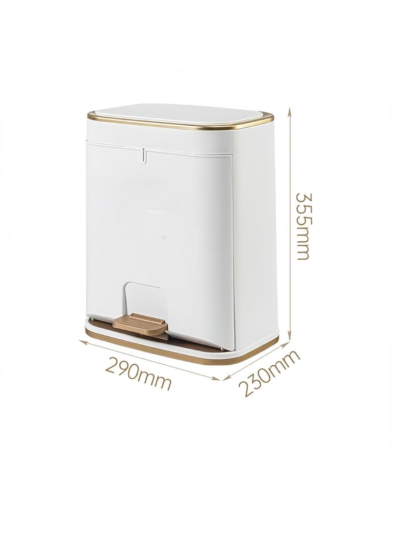 CityRiya-Long Trash Can with Lid, Plastic Garbage can with Press top Lid, Gold Step Pedal Trash can, Narrow Trash bin for Kitchen, Bathroom, Bedroom, Living Room, Office Trash Can（12L）  - Image 2