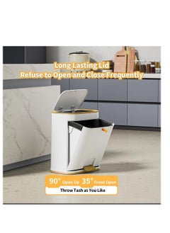 CityRiya-Long Trash Can with Lid, Plastic Garbage can with Press top Lid, Gold Step Pedal Trash can, Narrow Trash bin for Kitchen, Bathroom, Bedroom, Living Room, Office Trash Can（12L）  - Image 4